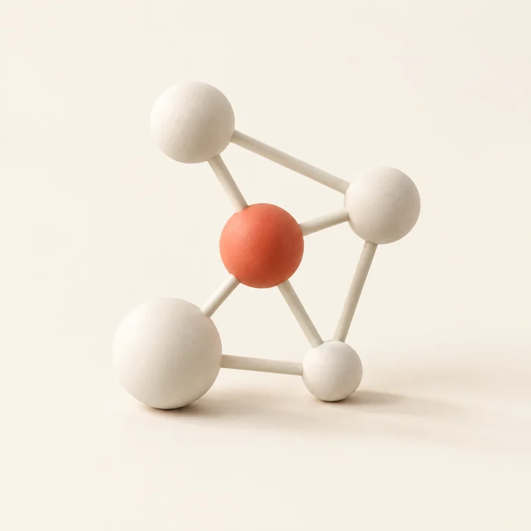 Ceramic sphere-and-rod network with one coral node